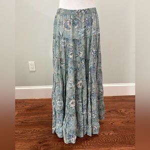 Denim & Supply Ralph Lauren Floral Maxi Skirt in Blue and Cream